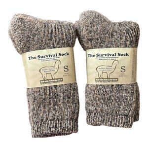 New Alpaca Survival Socks Kids Small 4-6 2 Pairs Brown Terry Lined All Terrain